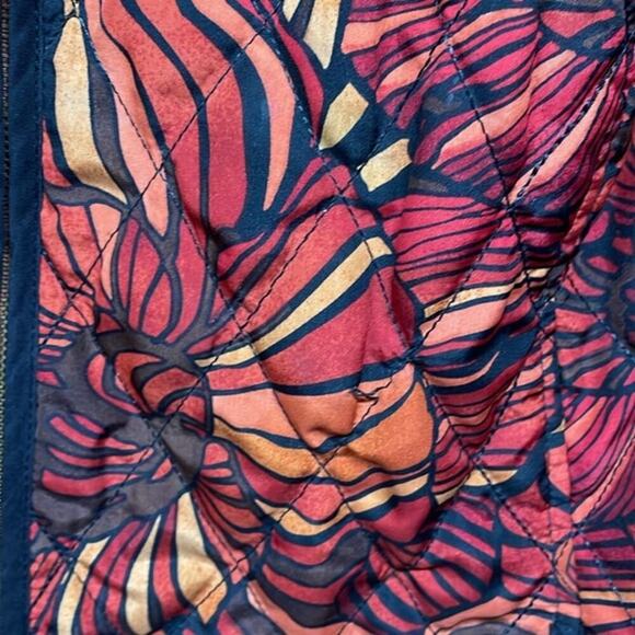 RQT Woman Orange Black Floral Quilted Design Full Zip Coat Size 2X - Picture 3 of 8